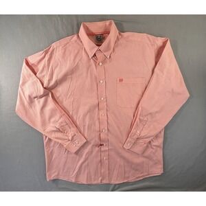 Cinch Button Down Orange and White Houndstooth‎ Pattern Men's XL
